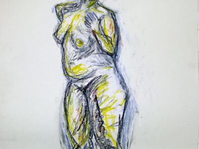 Life drawing #1 - oil pastel and charcoal