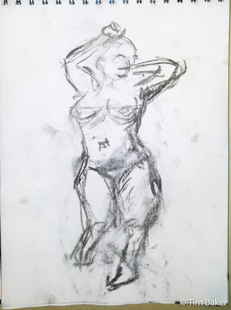 Life Drawing #1: 5 minute session - charcoal, A4 sketchbook