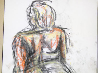 Life Drawing #1: Pastel and charcoal, A4 sketchbook