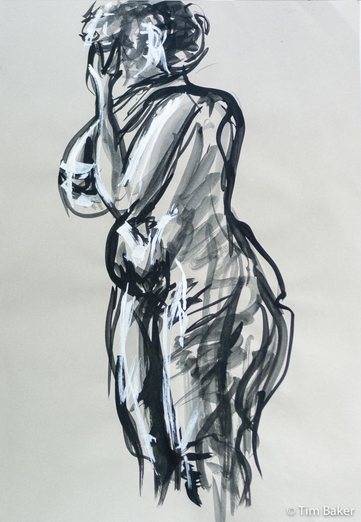 Life Drawings #3, Posca and Brush and Ink, A2