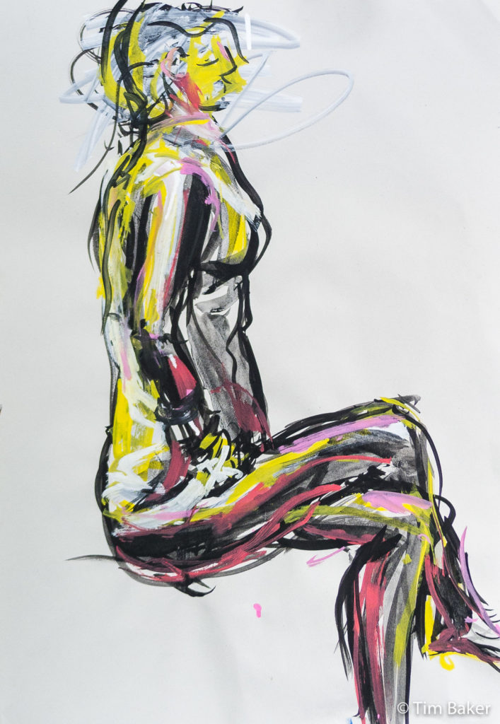 Life Drawings #3, Posca and Brush and Ink, A2