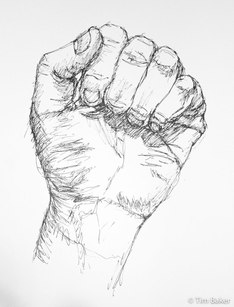 Hand Study (Fist) , Pigma Pen, 15x10"