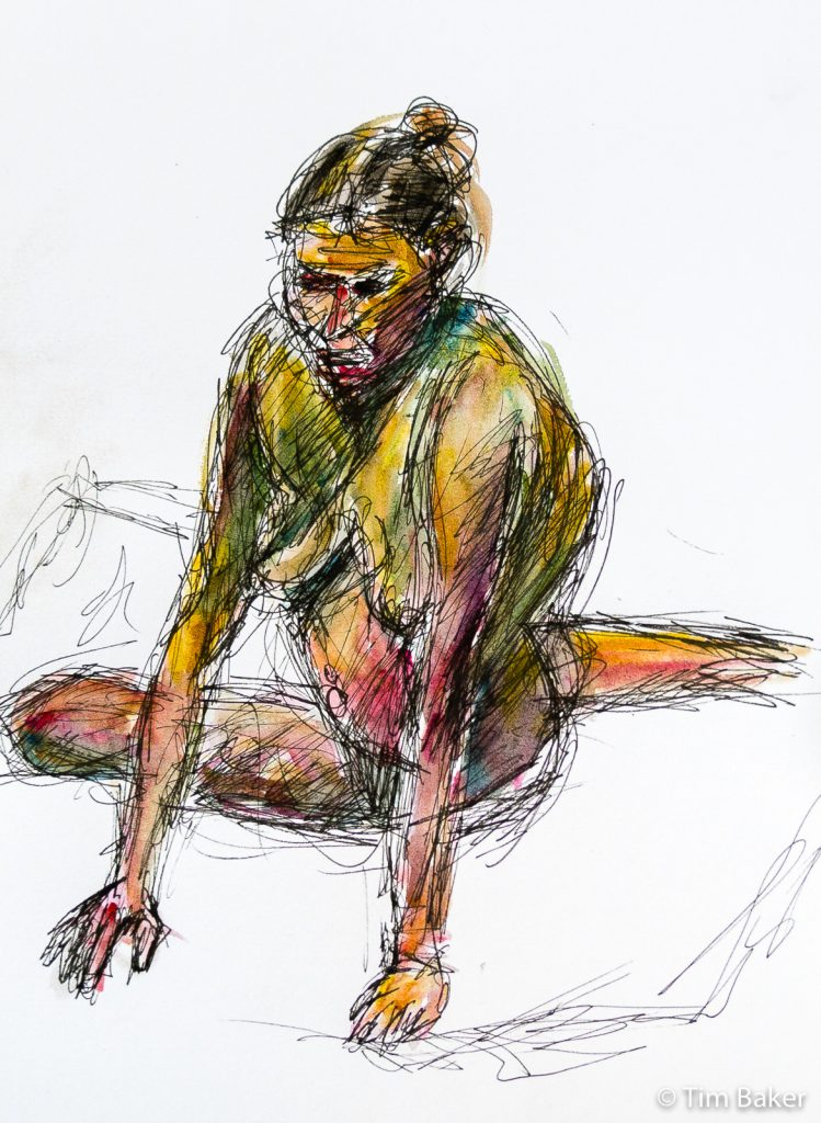 Life Drawing 20: Watercolour and Pigma Micron 08 pen, A3