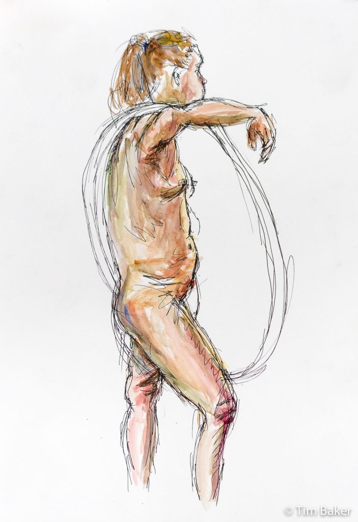 Ash, Life Drawing #25a, Watercolour and Pigma Pen, A3