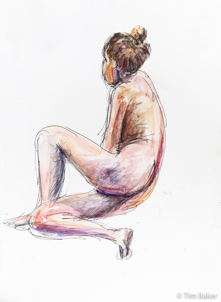 Ash, Life Drawing #26, Pigma pen and watercolour, A3