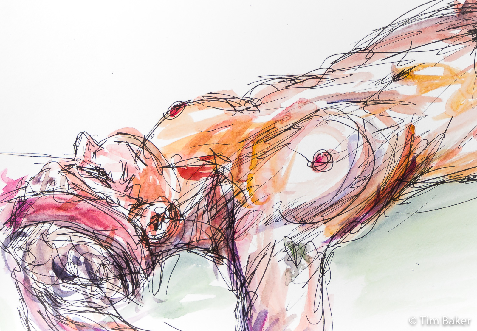 Life Drawing #28 (detail), Watercolour and pigma pen, A3