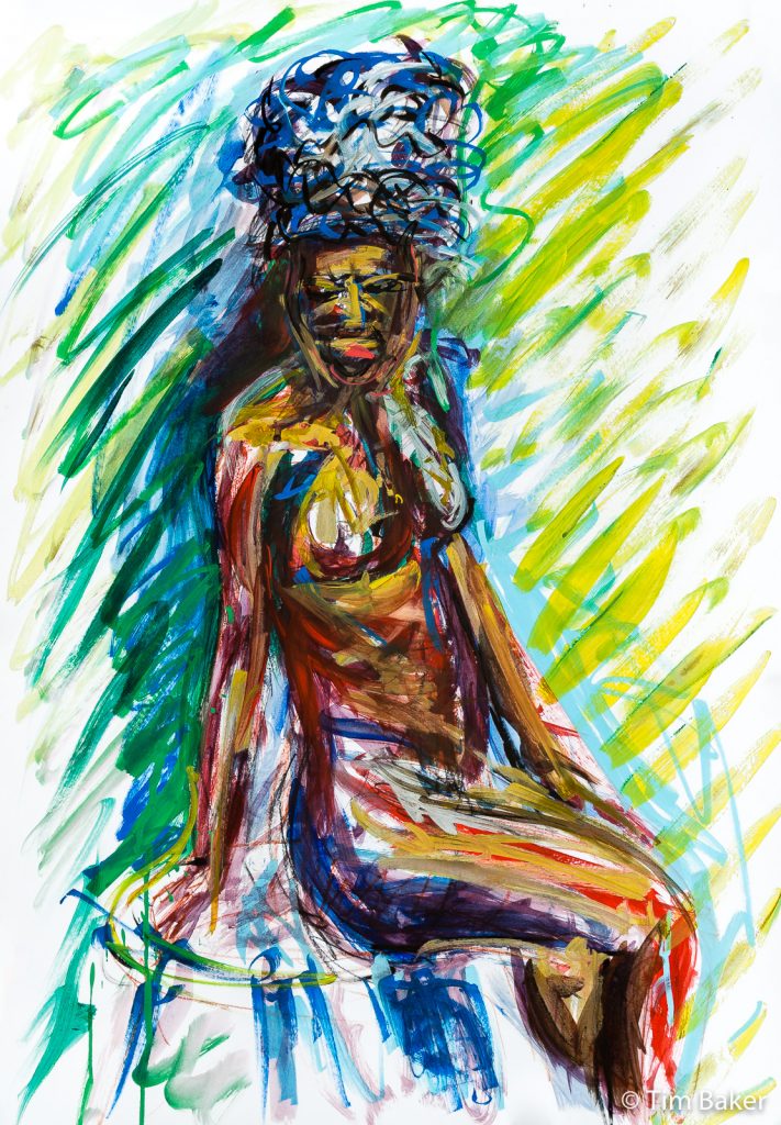 Life Drawing #30, Acrylic, Posca/Paint Pens and Conte Pencil, A1