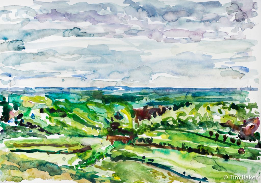 View from Box Hill, Watercolour, A3