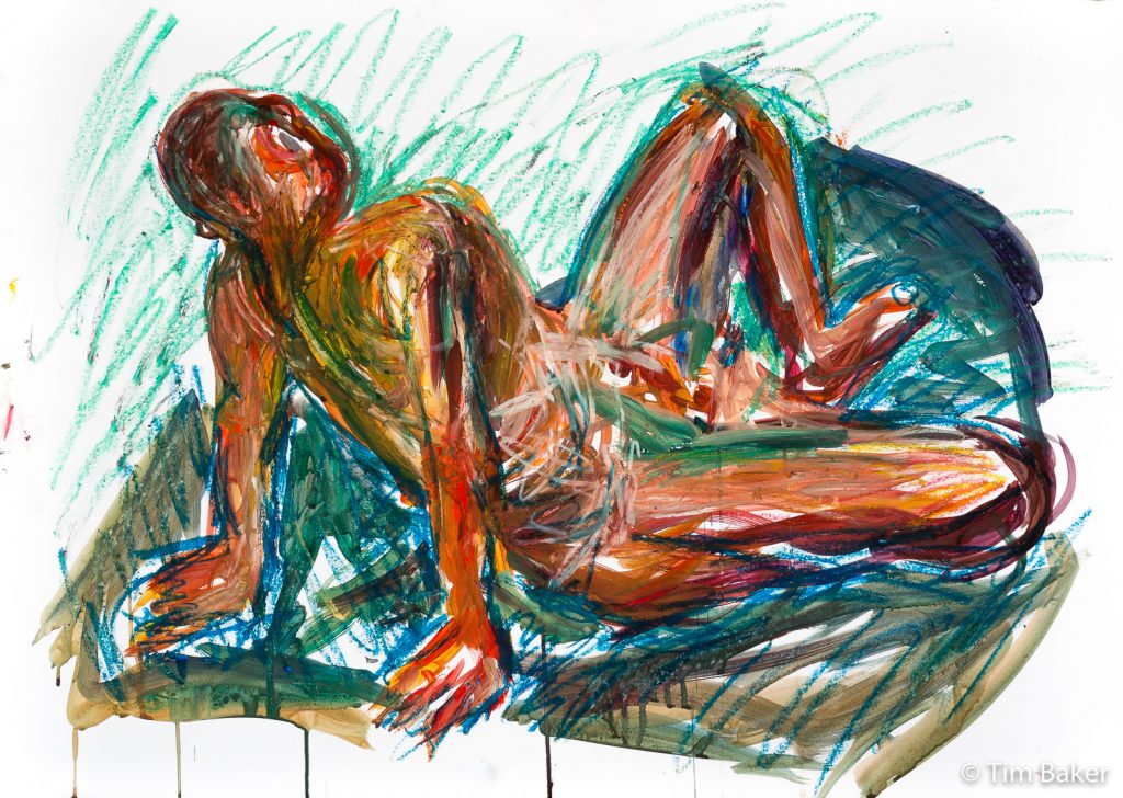 Dom, Life Drawing #31, Acrylic and Markal Paintstik, A1
