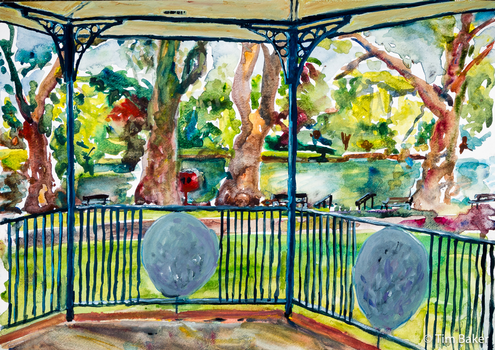 Canbury Bandstand (final). Watercolour and Gouache, A3 - SOLD