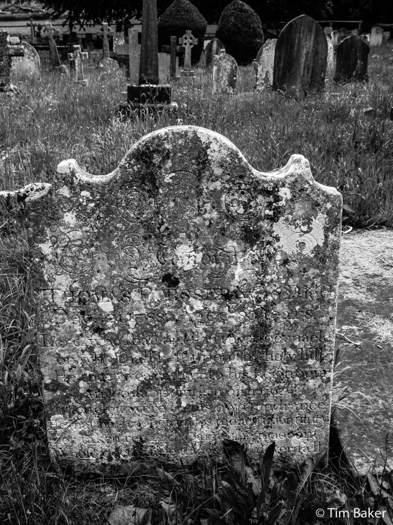 Mickleham Church grave, black and white