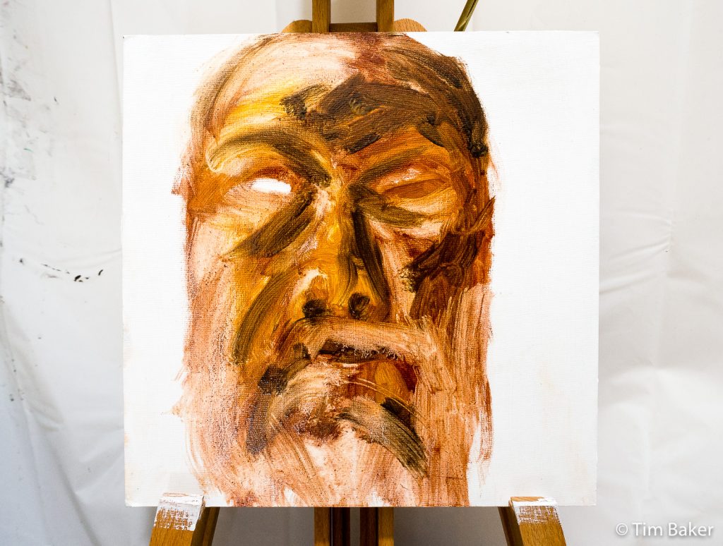 Self Portrait (Yellow) - Underpainting in Oils