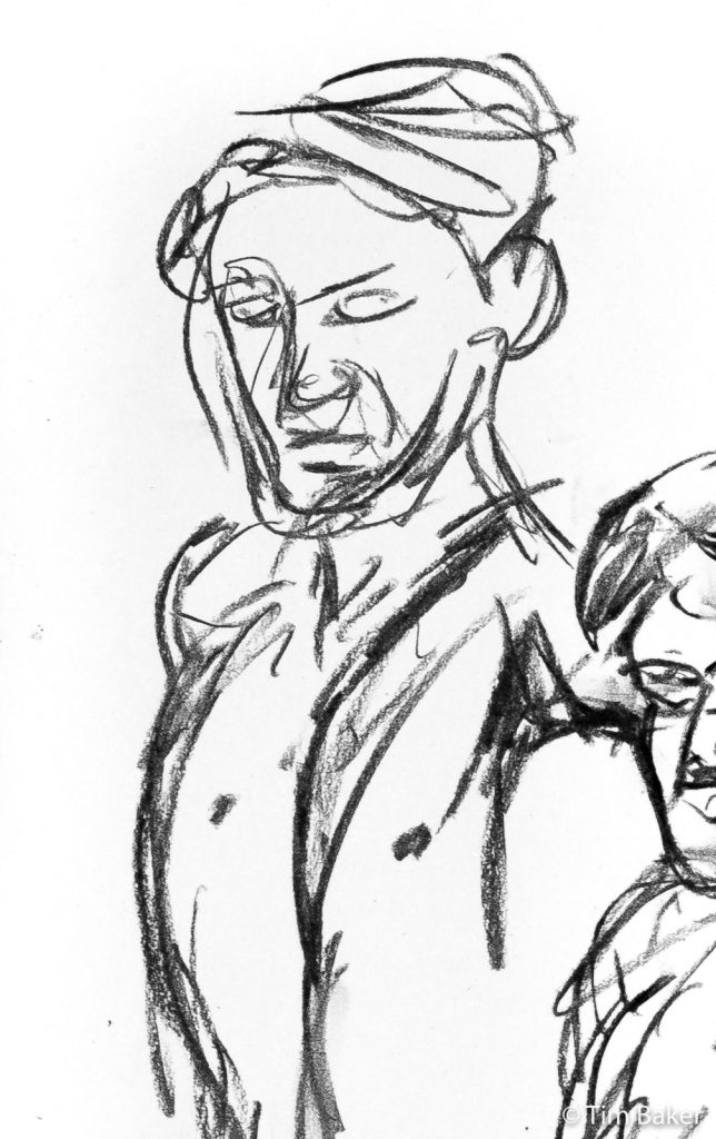 Life Drawing #41 - Connor - Charcoal sketch (detail)
