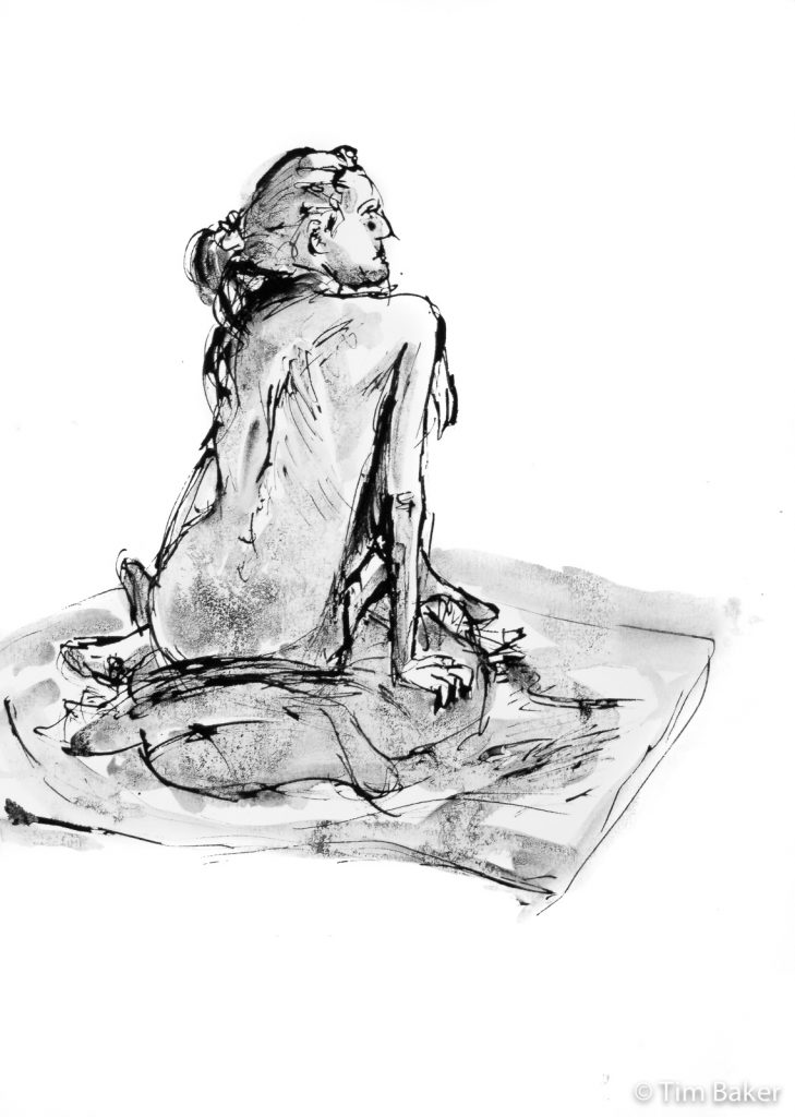 Life Drawing #42, Quill drawing with brush and ink, A3