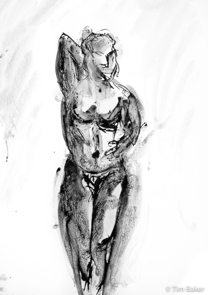 Life Drawing #42, Quill drawing with brush and ink, A3