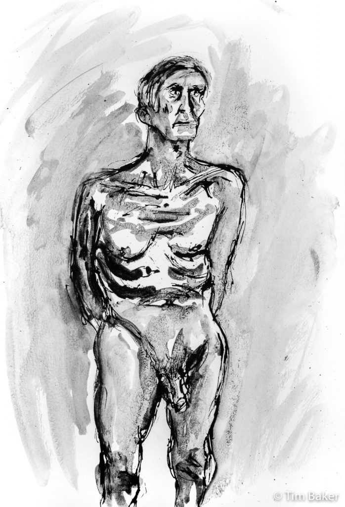 Hugh, Life Drawing #44, Quill drawing with brush and ink, A3