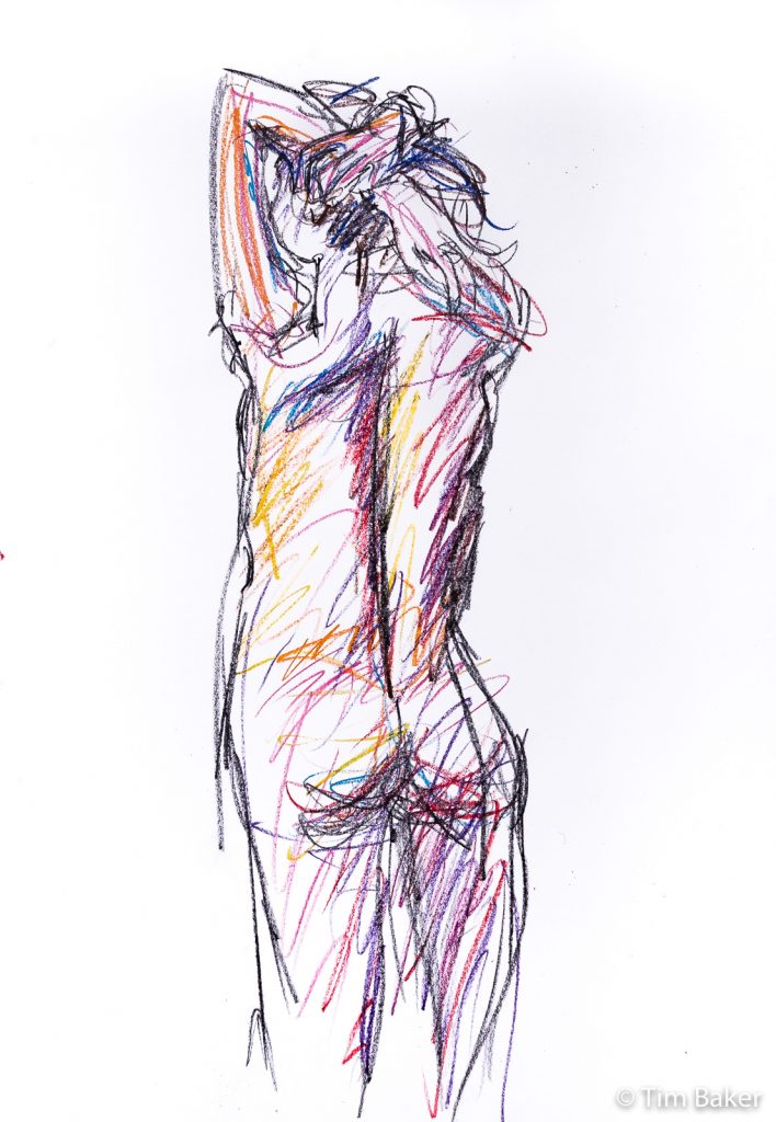 Life Drawing #49, 5 minute sketch, Stabilo Woody, A1