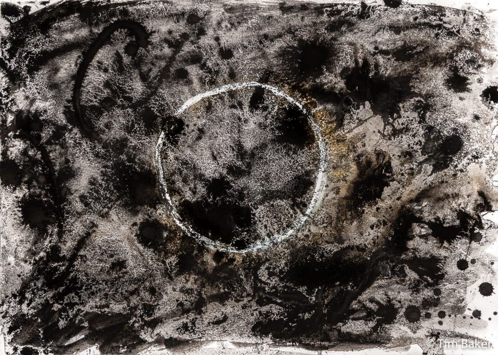 Ring: Chaos of the Universe (final), Inktober #1: Ring. Masking fluid, India Ink (various brands) , gold ink. A3.