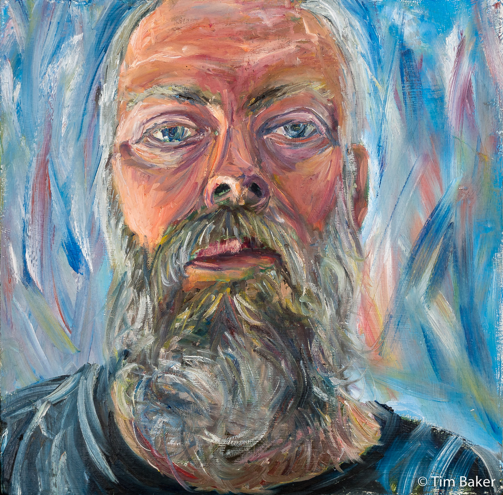 Blue Self Portrait (#2), oils.