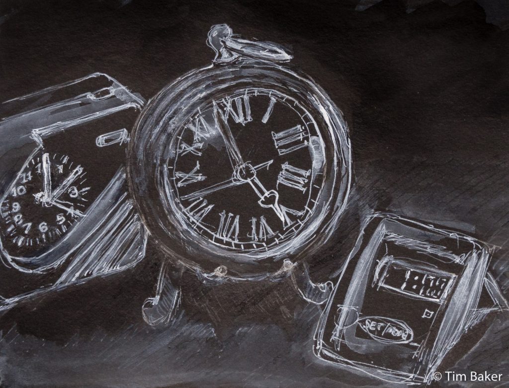 Inktober #26 - Dark (Time Won't Give Me Time) (Dr Ph Martin Bombay Ink dippen drawing with India Ink drawing/ wash, A5)