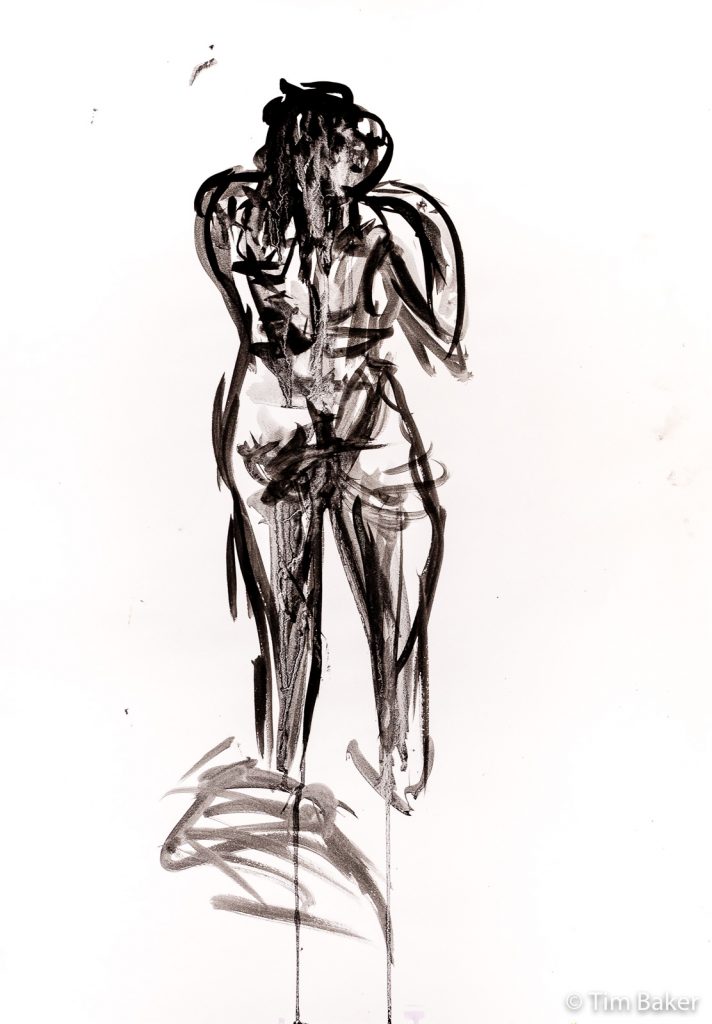 Rosalyn - Life Drawing #55 (Indian Ink and Brush on A1 paper)