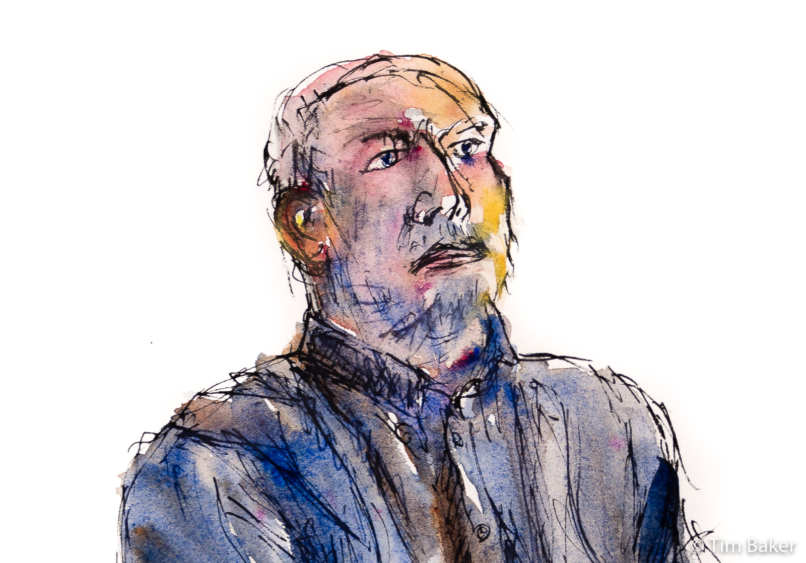 Nick (detail), Portraits At The Pub 6, Ink and Watercolour, 25x35cm