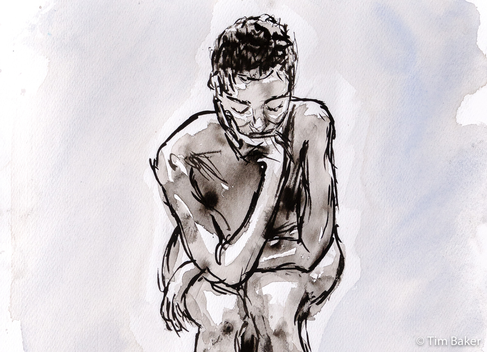 Lola, Life Drawing #69, Brush pen and watercolour, Fabriano F5 paper, 35.5x50cm