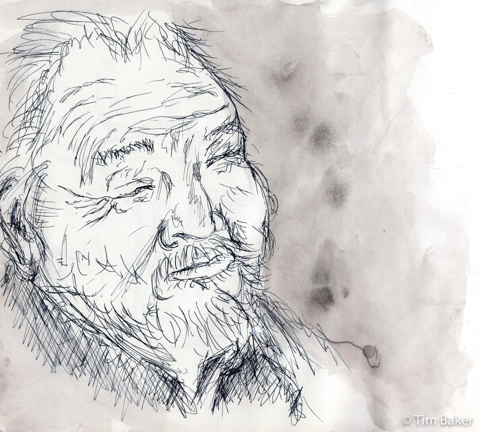 Watercolor artist sikander - Online class quick pen portrait sketch on  ivory sheet Size 7x7