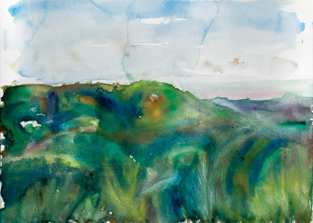 View of Box Hill from Norbury Park, Watercolour, Fabriano Artistico Paper, 28x38cm