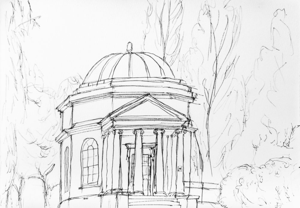 Garrick's Temple #2 - fountain pen sketch, A4 etchr sketchbook.