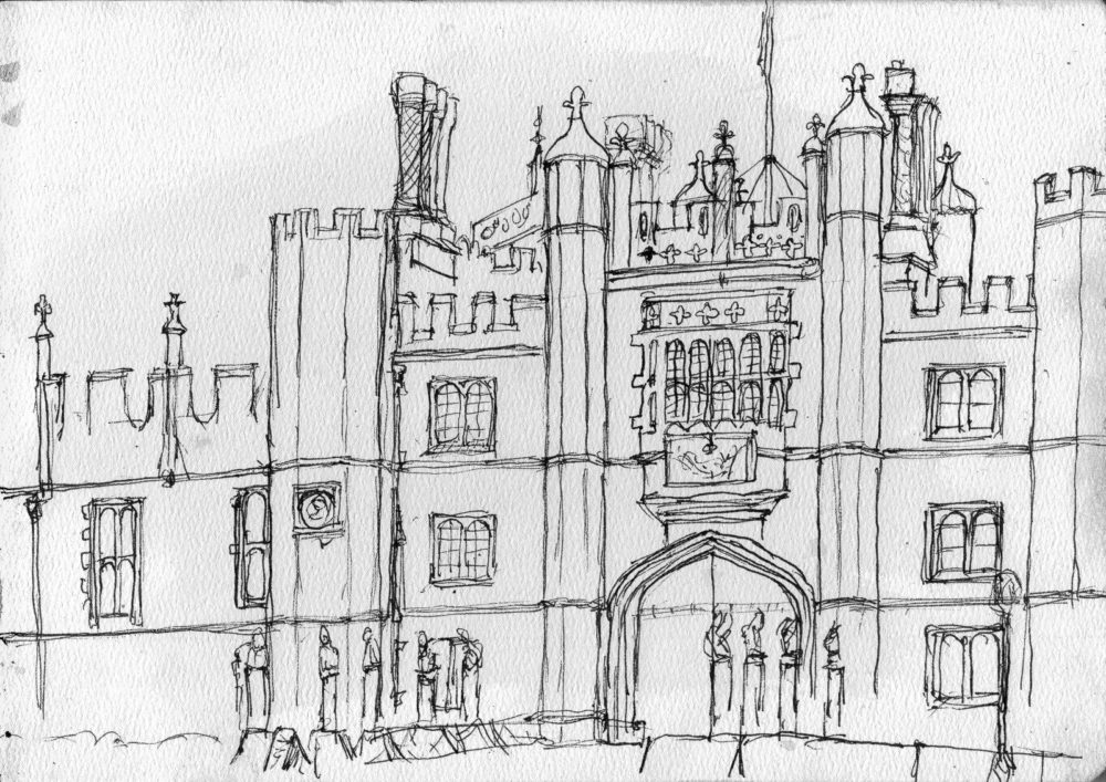 Hampton Court - sketch, fountain pen, A4 etchr sketchbook.