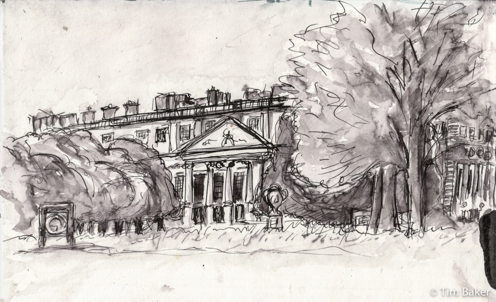 Hampton Court Palace, Mynktober 2 'Palace' , Fountain pen drawing and waterbrush. A4 sketchbook.