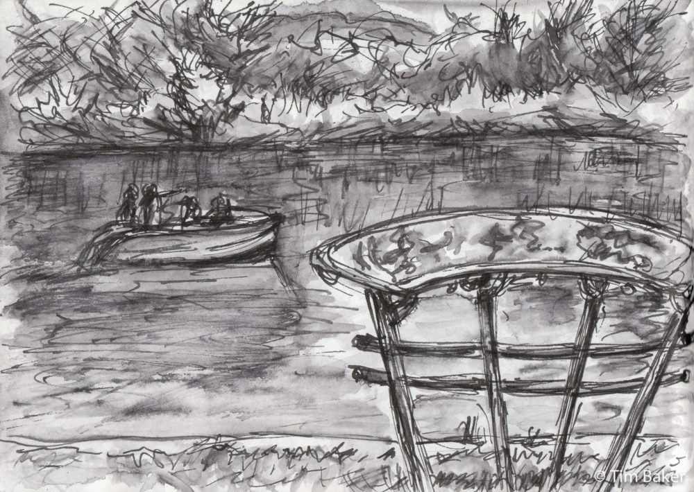 Passing Flostam, 5PM Challenge 112, Fountain Pen and waterbrush, A5 sketchbook.