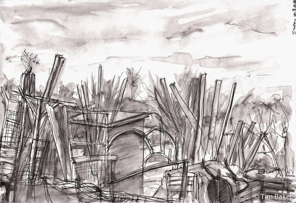 Allotment of Wood (Royal Paddocks Allotments), Fountain Pen and Wash, A4 sketchbook