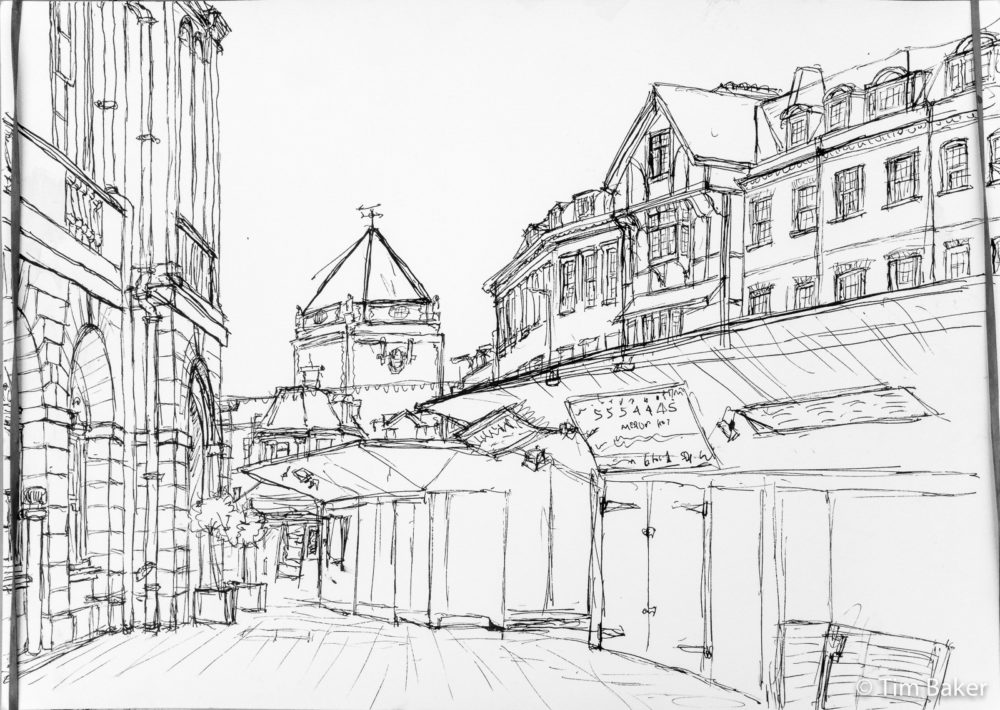 Kingston Market (in progress), Fountain Pen, A3 Daler paper