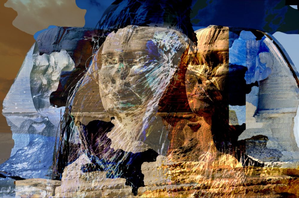 298: Riddle of the Sphinx - my photograph digitally collaged with ink drawing.
