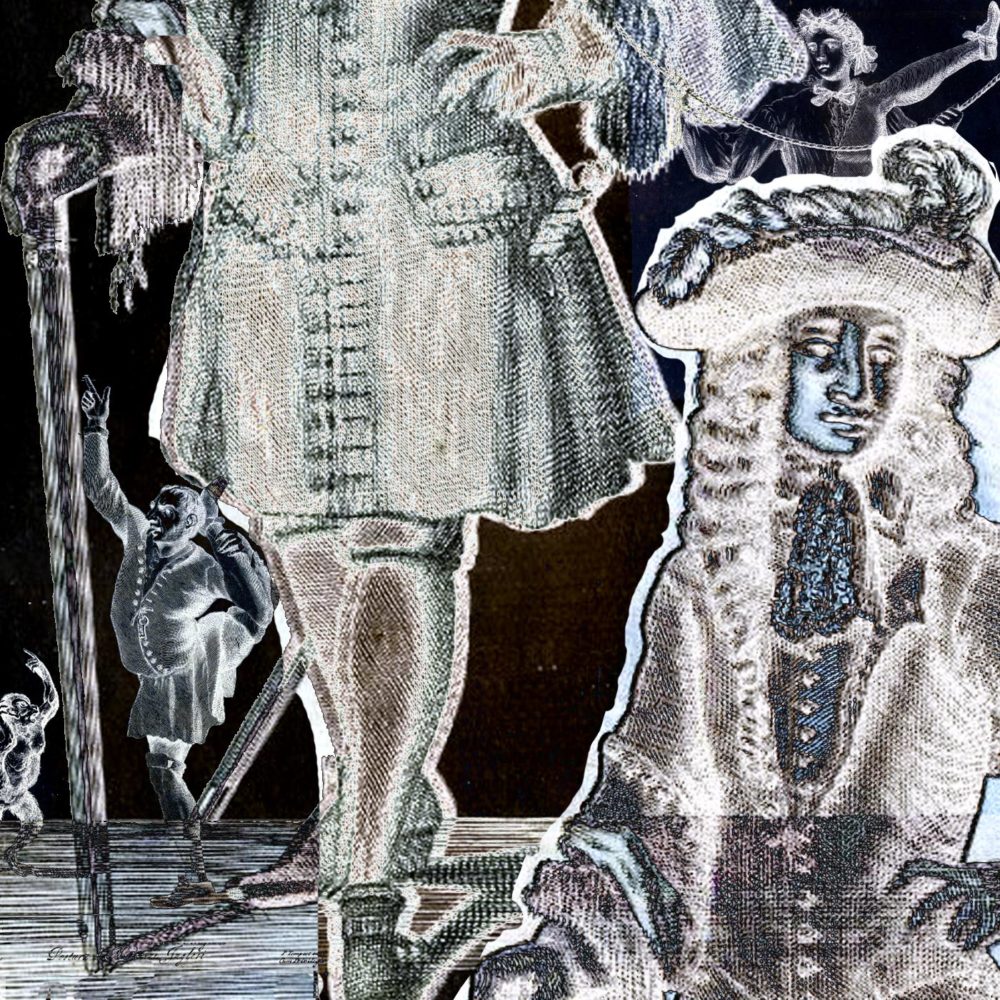 The Squire of Alsatia, digital collage of public domain image.