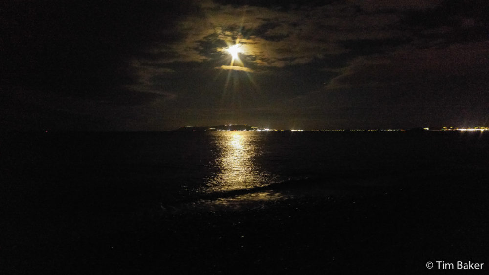 The Beach At Night, towards Weymouth Dorset, Weymouth, Seascapes, Cliffs, Campsites Dorset Jurassic Coast Rocks Sea Painting moonlight, beach