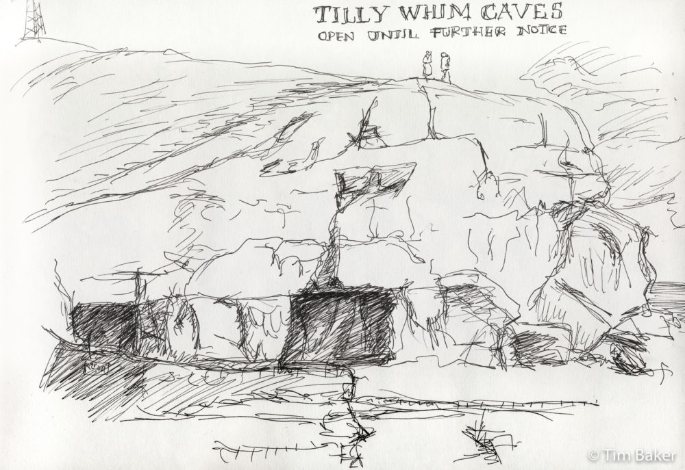 Tilly Whim Caves - Open Until Further Notice, Preppy fountain Pen, A4 sketchbook.Swanage Durlston Country Park George Burt