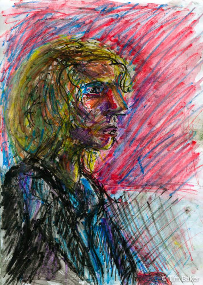 Portraits At The Pub - Joe, Coloured Pencils, (28 minutes), A4 sketchbook.