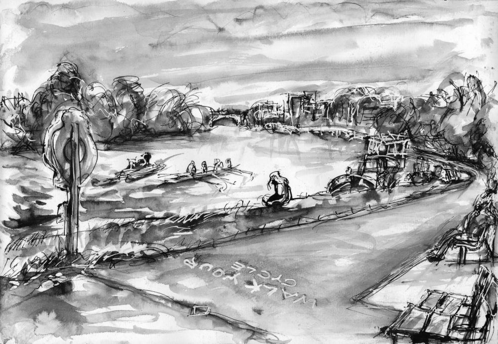 2021 Queens Promenade Sentinel 2 A4 sketchbook 1 - Surbiton and Kingston - Tim Baker - TJBARTS watercolour sketching ink painting abstract landscape portrait artwork artist