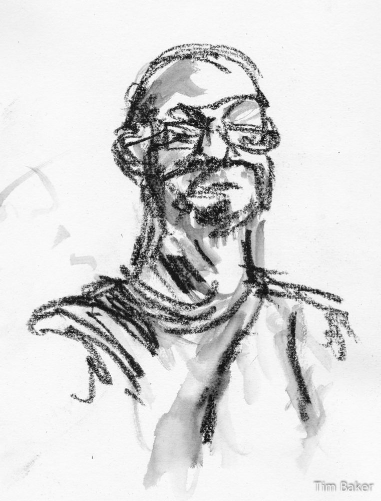 Charlie, Portraits At The Pub (2 mins), Woody Pencil and waterbrush pen, A3 sketchbook