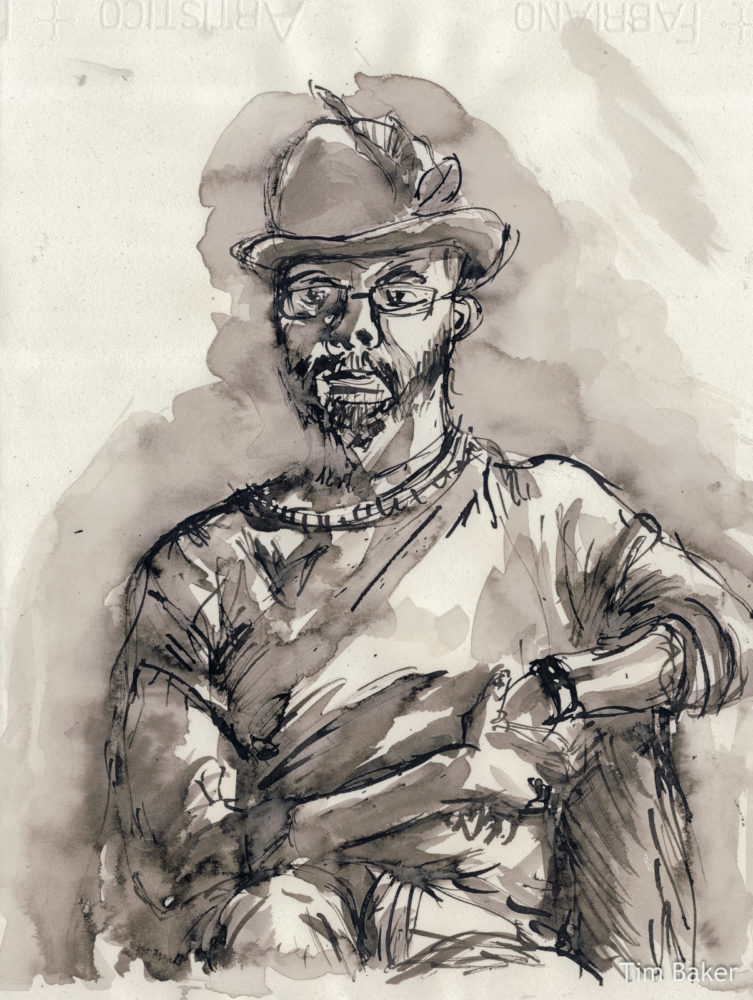 Charlie, Portraits At The Pub (30 mins), Quill and Ink wash, 28x38cm, Fabriano Artistico paper