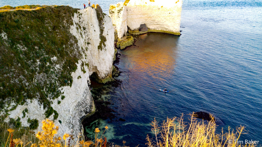 Old Harry's Rocks near Studland - yes they glow like that, it's spooky. Also spot the kayaker? His friend had just gone through the arch.