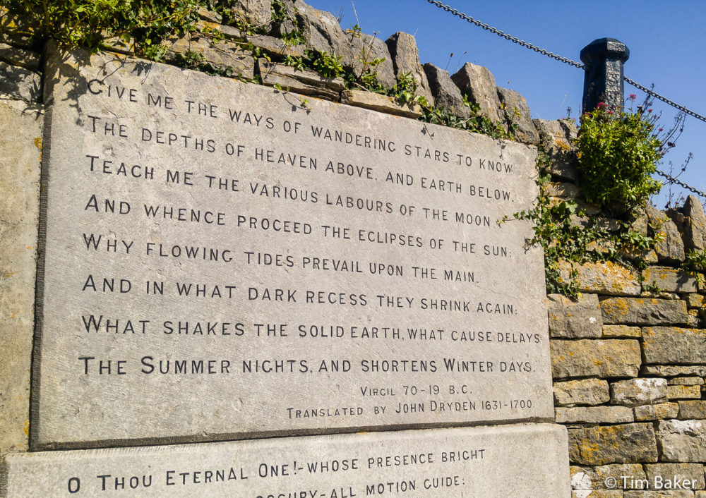 Many quotations here from the Bible, Shakespeare, Virgil as translated by Dryden, Alexander Pope and Shakespeare. Swanage, Durlson Castle.