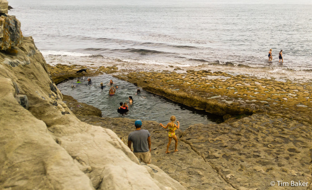 Dancing Ledge, near Swanage with the man-made seawater pool.