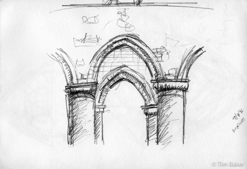 Buildwas Abbey 9/4/92, Pencil Sketch, A5 sketchbook