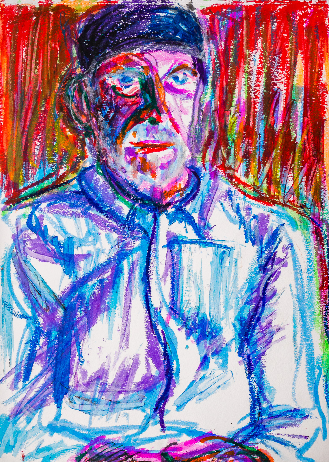 Steve, Portraits At The Pub, Tempera Paint Sticks, Canson A3 Watercolour Pad