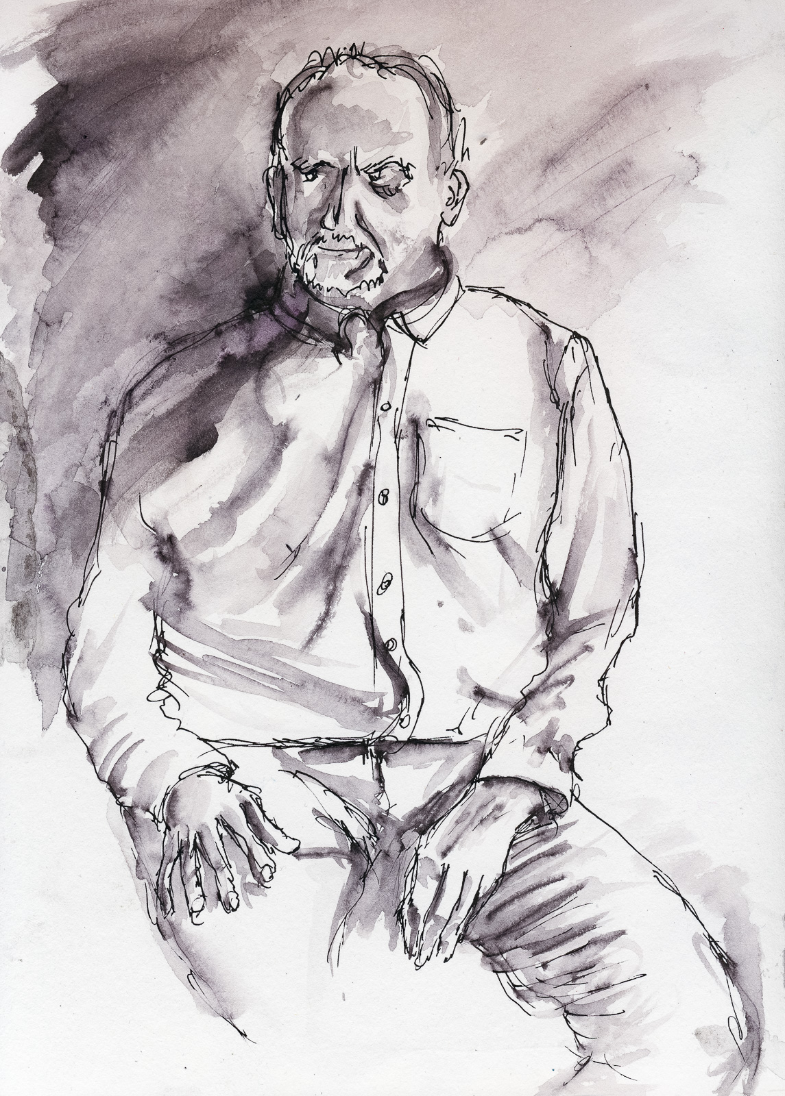 Steve, Portraits At The Pub, Fountain Pen and Wash, A4 Artway Mixed Media sketchbook.