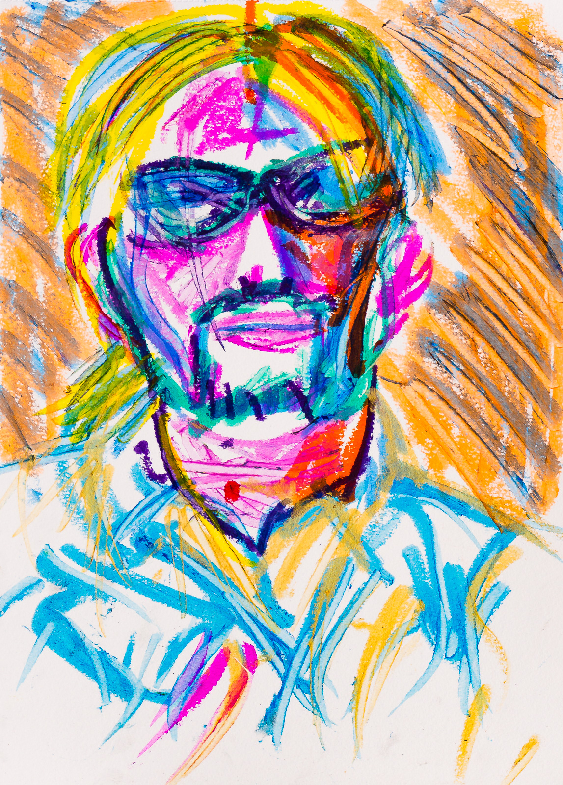 Mason (5 minutes), Portraits At The Pub, Tempera Paint Sticks, A3 Canson XL Sketchbook.